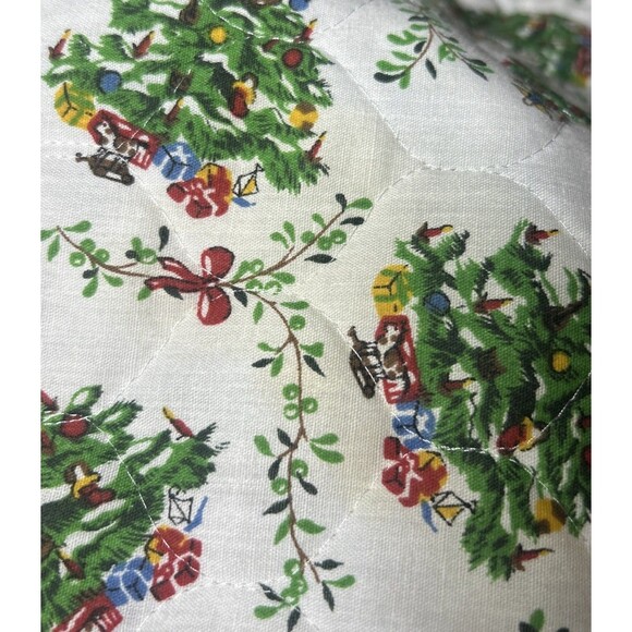 Vintage Christmas Place Mats 13”x19” Oval Green Trim Set Of 4 Reversible Quilted - Picture 9 of 9